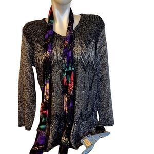 Norton McNaughton black silver shimmer sweater